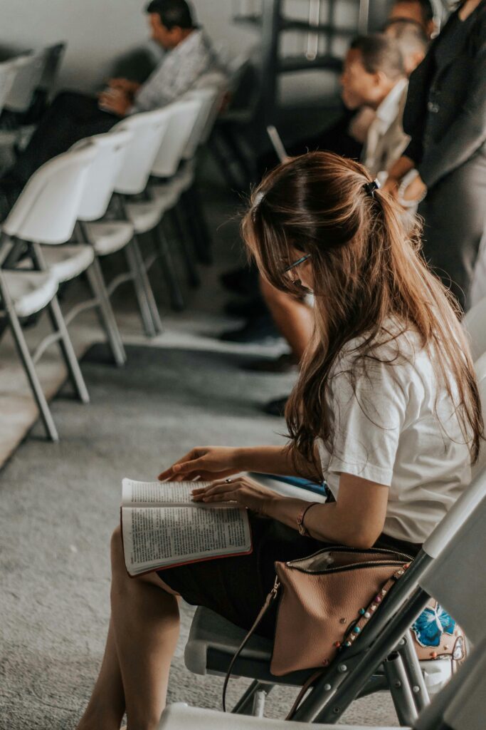 Woman reading Bible